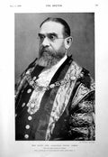 Antique Old Print Right Hon, Alderman Frank Green Wedding Guest Garrick 1900
