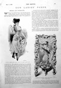 Old Print Damaged Ladies Page Spanish Dress Patriotic Evening Gown 1900 20th