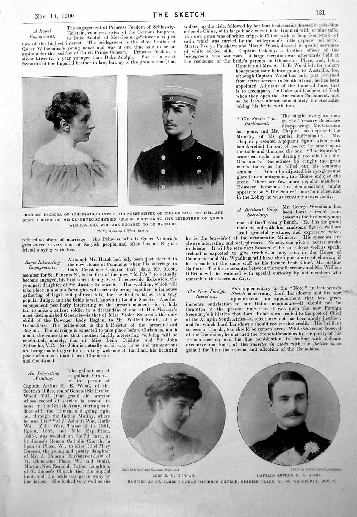 Antique Print Princess Feodora Duke Adolph Cissy Fitzgerald Criterion 1900