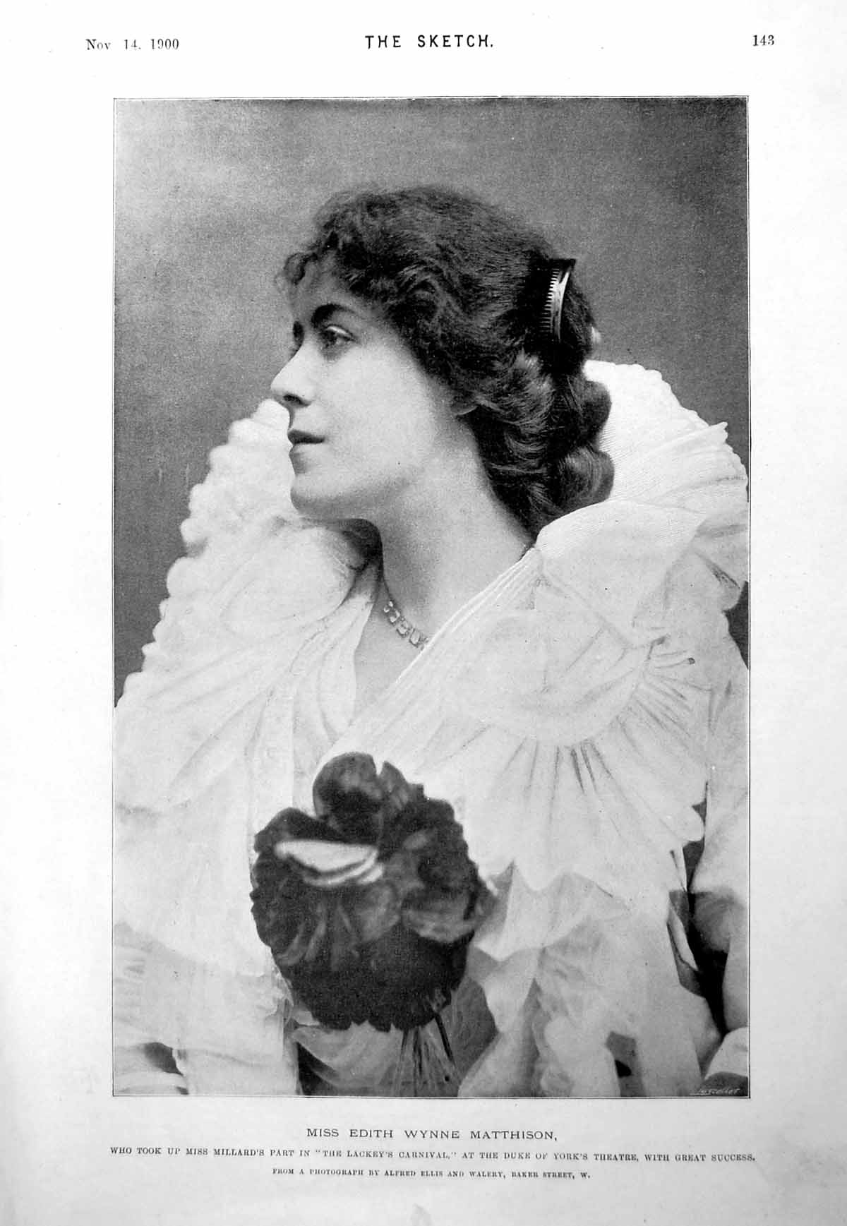 Antique Old Print Miss Edith Wynne Mathieson Lackey'S Carnival Duke York 1900