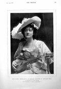Antique Print Miss Mabel Terry-Lewis English Nell James Grieg Cartoon 1900