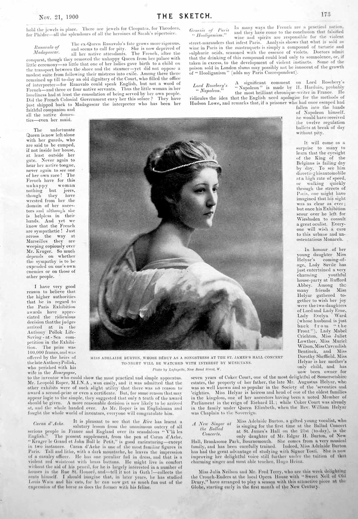 Antique Old Print Adelaide Burton Singer Lizzie Ruggles Charlotte Wiehe 1900