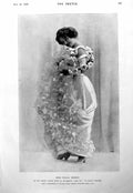 Antique Old Print Miss Hilda Moody Poppy In San Toy Lady Seated Drapes 1900