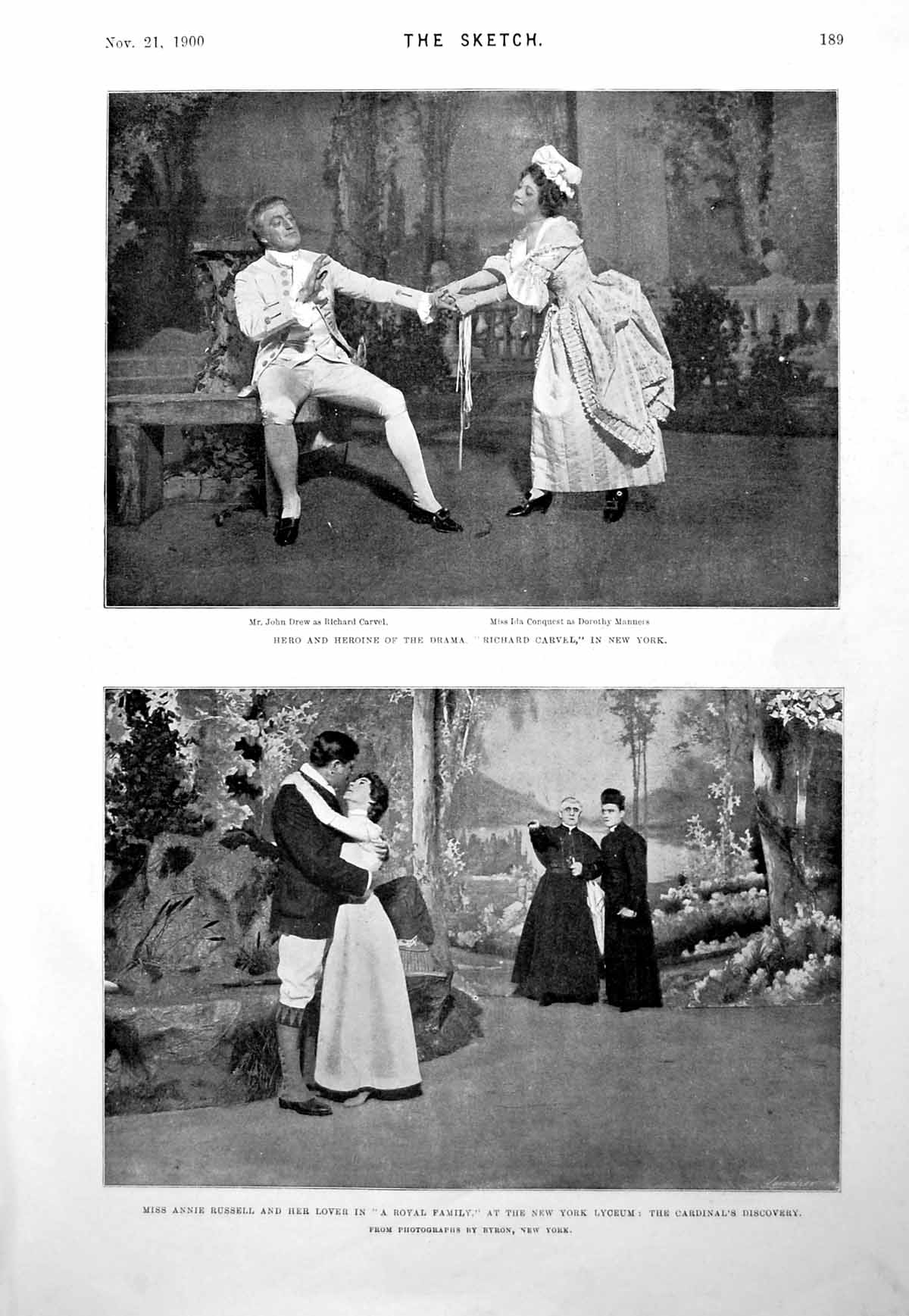 Old Print John Drew Ida Conquest Annie Russell Mr Bumbles New Suit 1900 20th