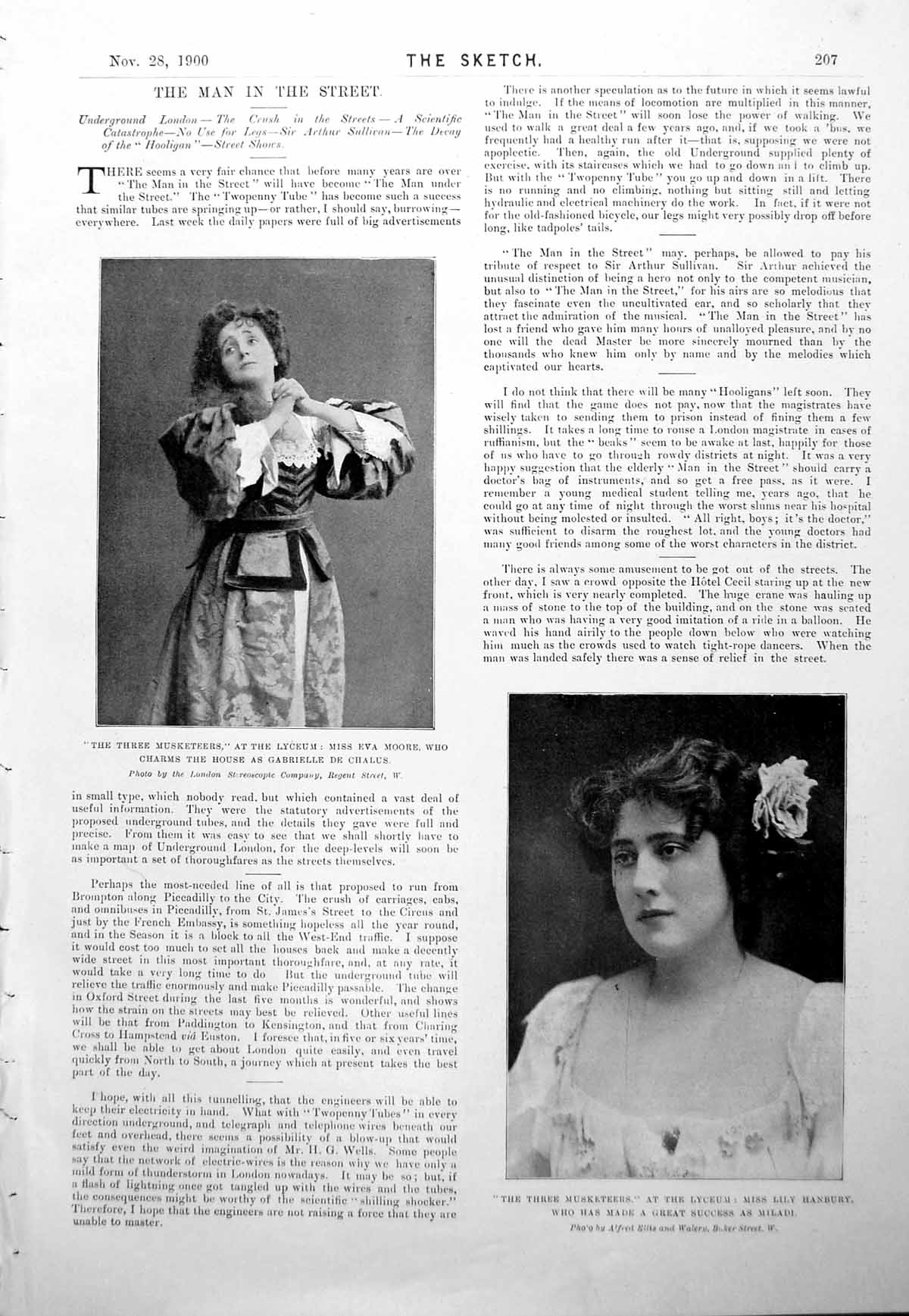 Antique Old Print Three Musketeers Lyceum Miss Eva Moore Lily Hanbury 1900 20th