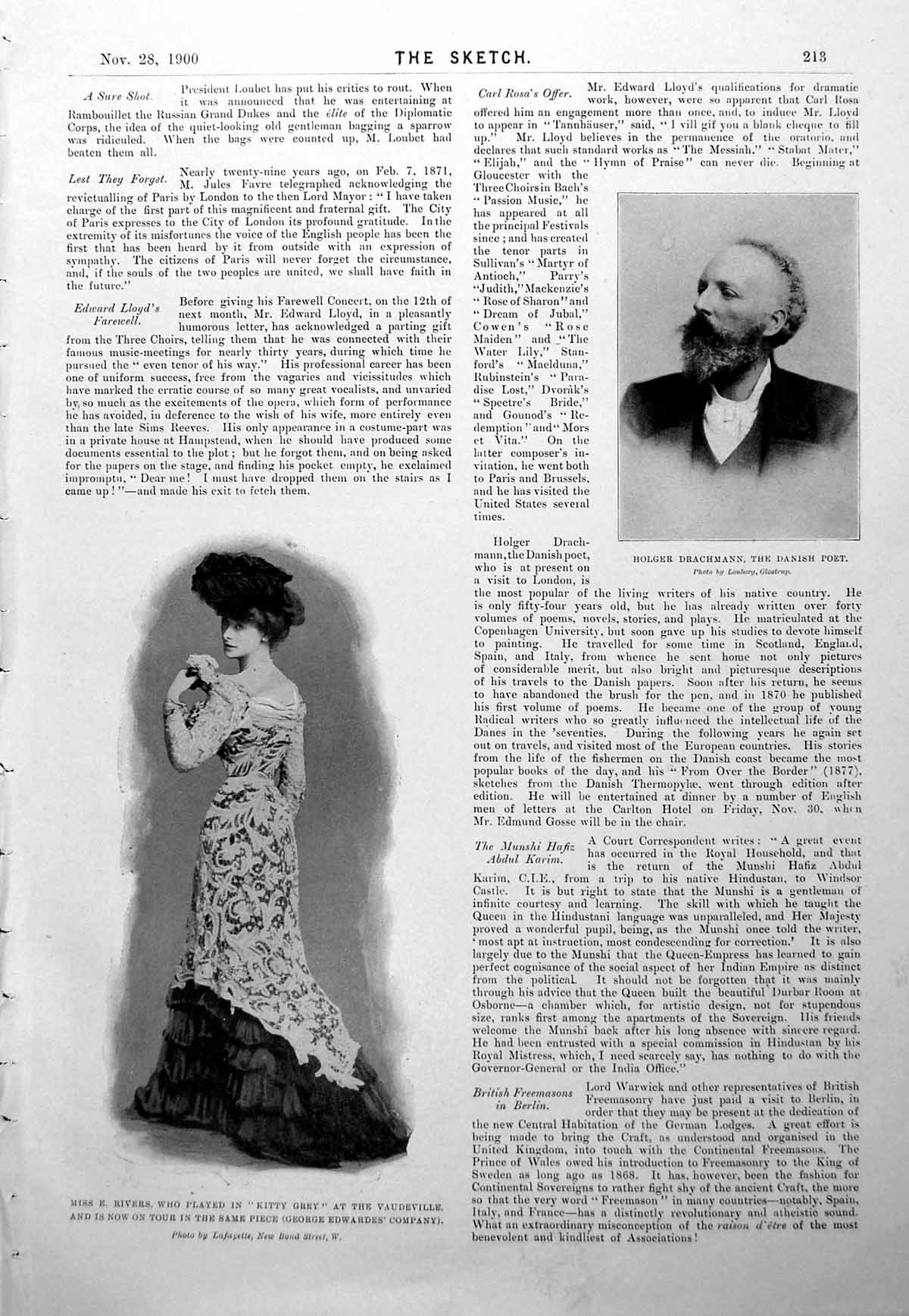 Antique Old Print Miss E Rivers Holger Drachmann Mr Kruger'S Bedroom 1900 20th