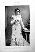 Antique Print Lena Ashwell Actress Marble Arch Danger Telegraph Room 1900 20th