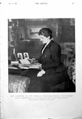 Antique Old Print Lady Lansdowne New Hostess At Forign Office In Boudoir 1900