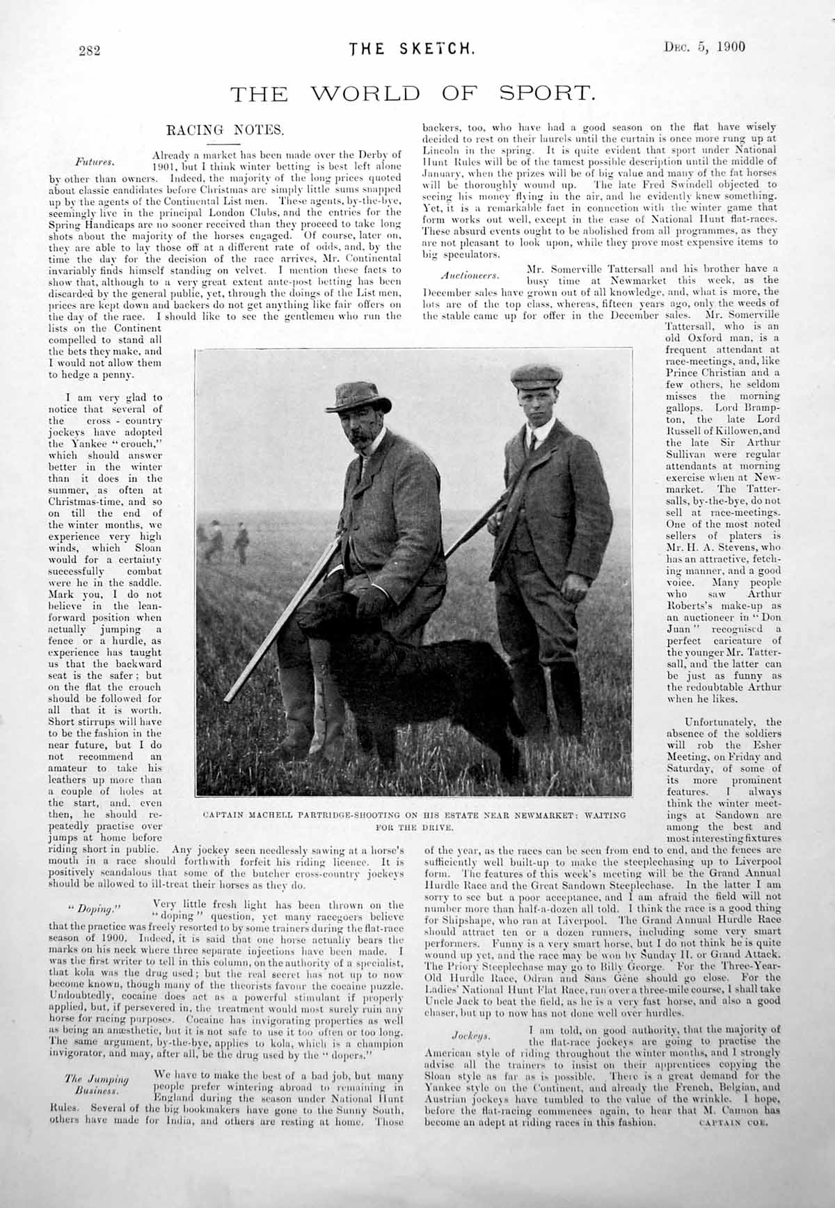 Antique Print Captain Machell Partridge-Shooting Near Newmarket Estate 1900