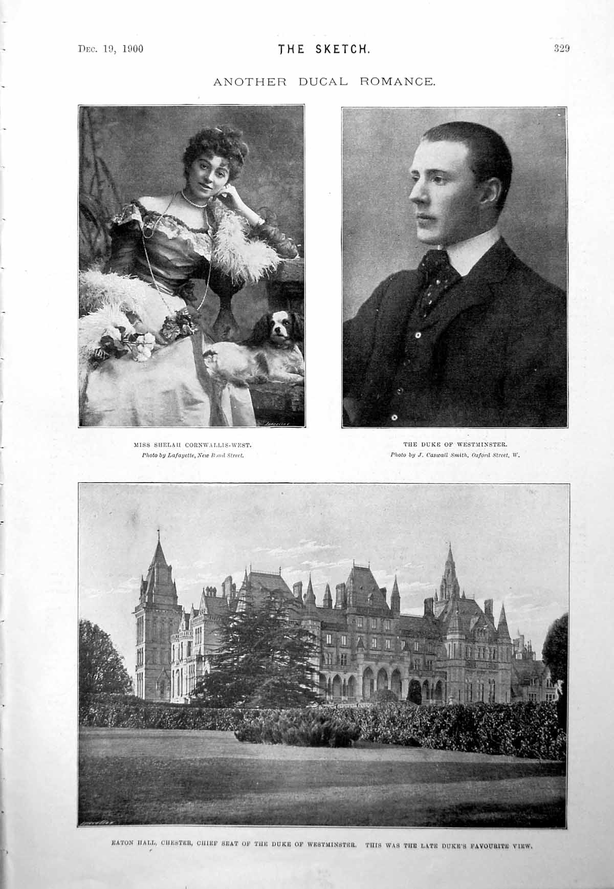 Old Print Shelah Cornwallis-West Duke Westminster Eaton Hall Chester 1900 20th