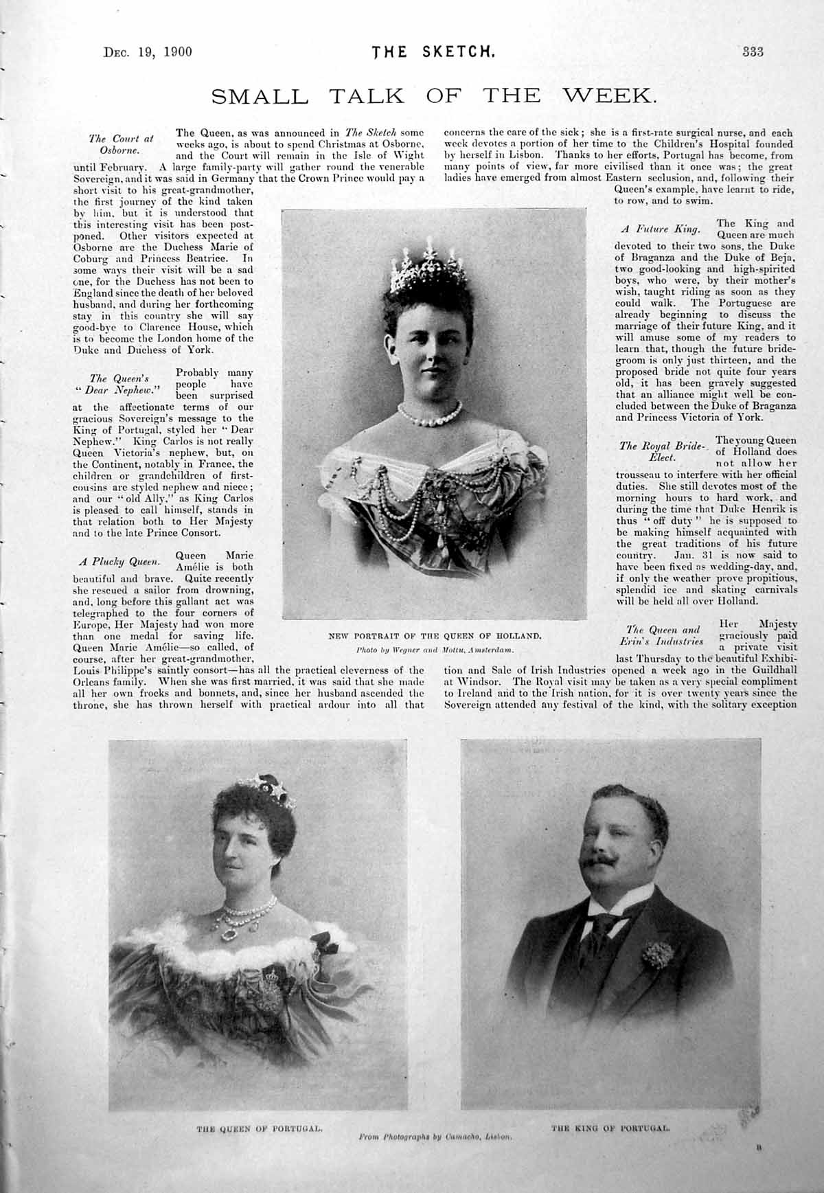 Antique Print Queen Holland Portugal King Champion Cattle Smithfield 1900 20th