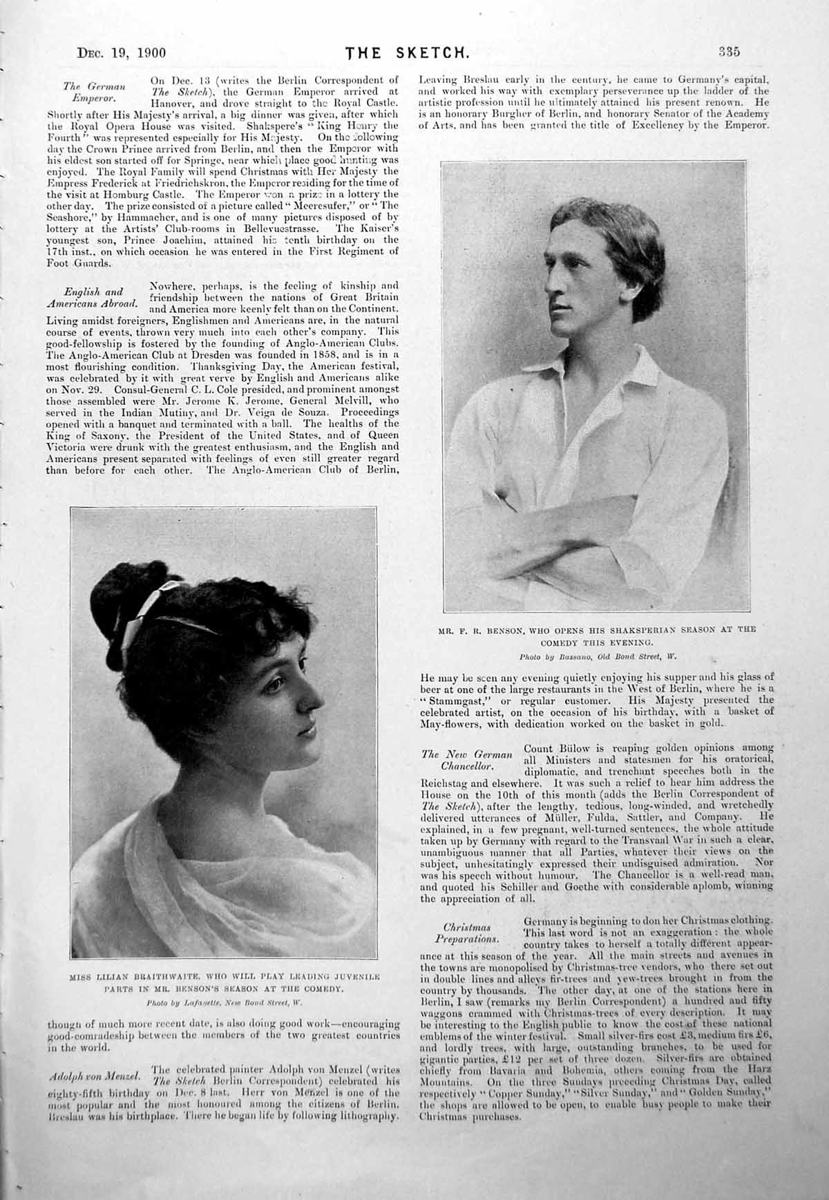 Old Fr Benson Lilian Braithwaite Alfred W Momerie Lizzie Ruggles 1900 20th