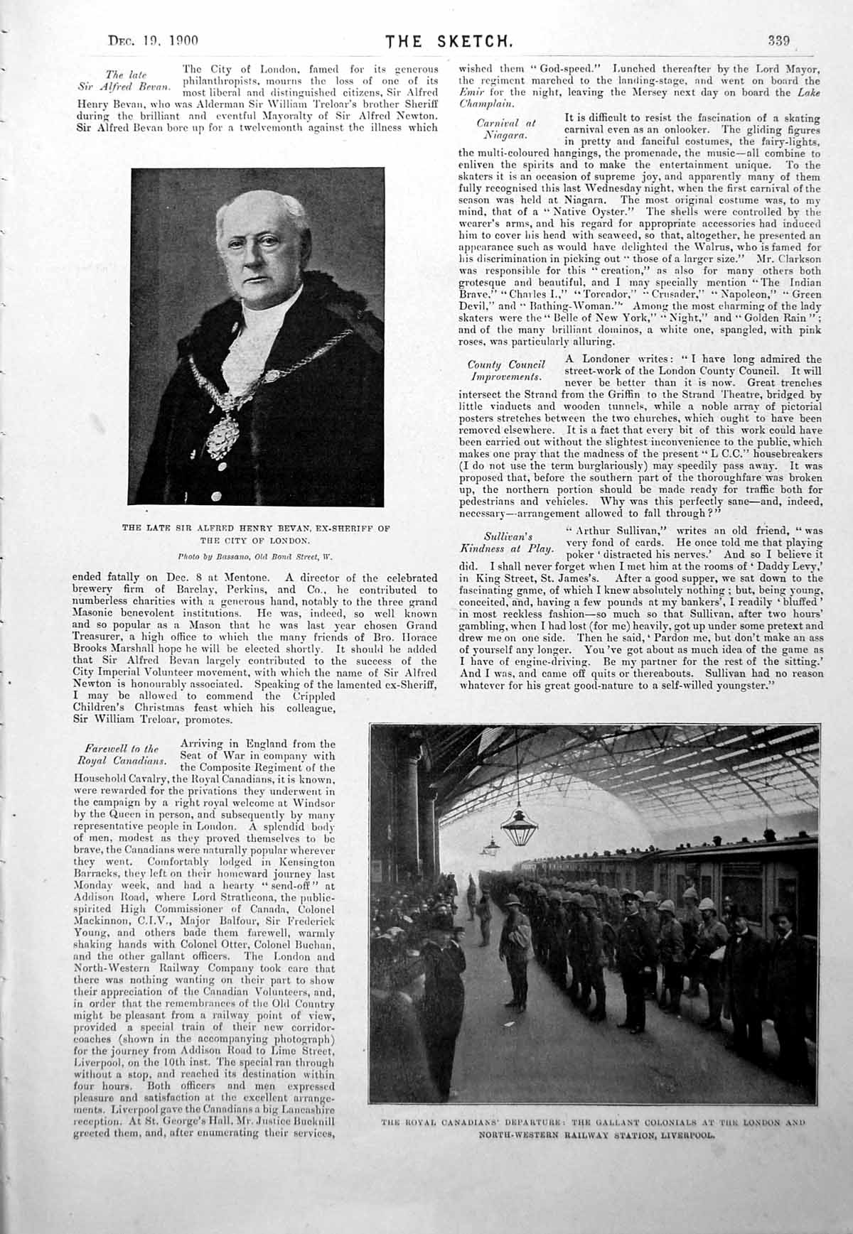 Old Print Sir Ah Bevan Canadians Depart Train Liverpool Tom Browne 1900 20th