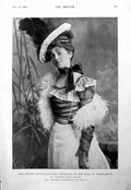 Antique Old Print Miss Shelah Cornwallis-West Mr Herbert Waring At Home 1900