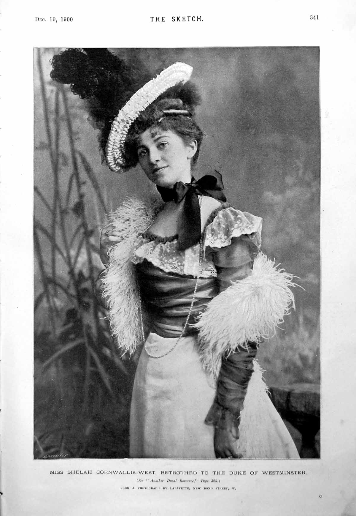 Antique Old Print Miss Shelah Cornwallis-West Mr Herbert Waring At Home 1900