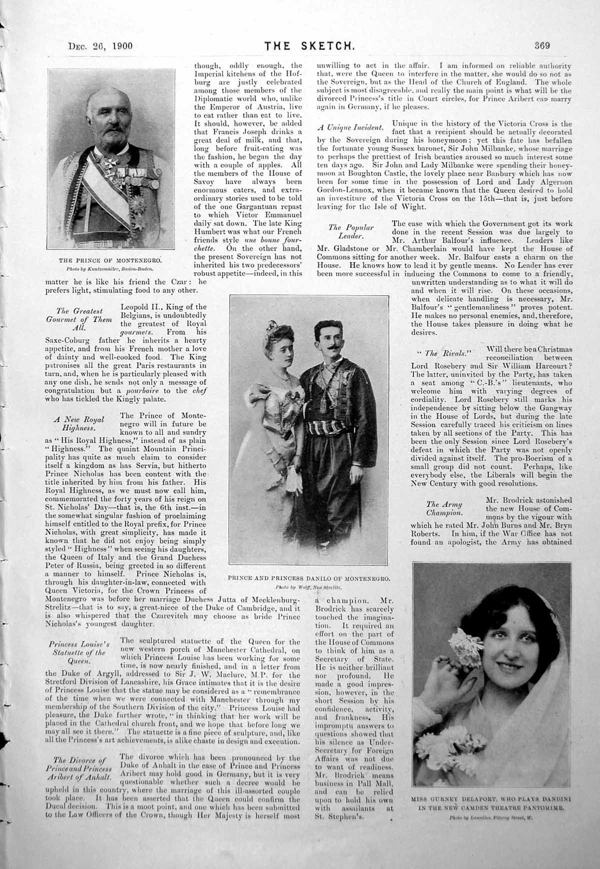 Antique Print Prince Montenegro Princess Gurney Delaport Lily Morris 1900 20th