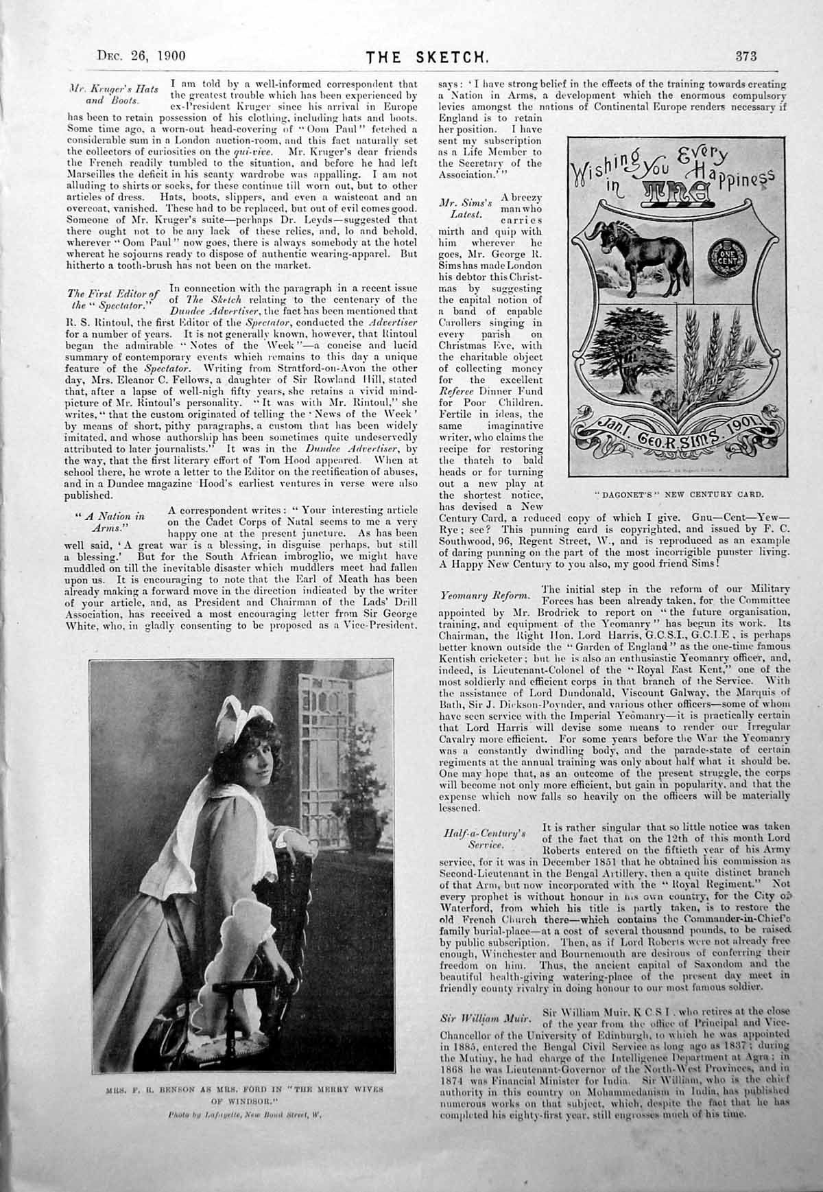 Antique Print Dagonets New Century Card Fr Benson Tom Browne Sketches 1900