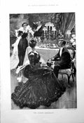 Antique Print Modern Stirrup Cup Ladies Gentlemen Sipping Cups Saucers 1900