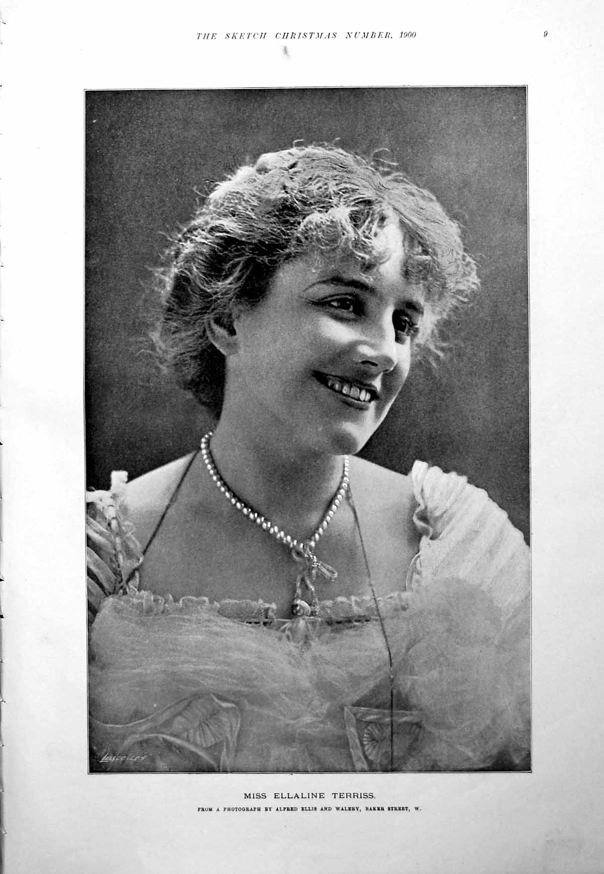 Old Print Miss Ellaline Terriss Tom Browne Illustration Dance Music 1900 20th