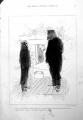 Old Print Damaged Captain Talking New Middy Fool Sent Sea Tom Browne 1900 20th