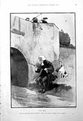 Old Wigged Man Fishing Dog Boys Attempting To Catch Wig C Aldin 1900 Victorian