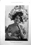 Antique Old Print Miss Eva M Kelly The Other Side Beautiful Lady Flowers 1900