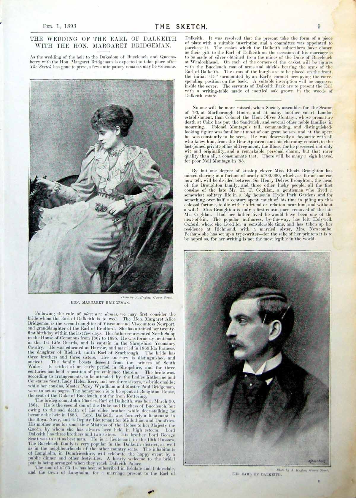 Old Antique Print Bridgeman Earl Dalkeith Gie Fisherman'S Daughter 1893 0 19th