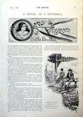 Antique Old Print Novel Illustrations Under Shade Man Woman Mourning 1893 0 19th