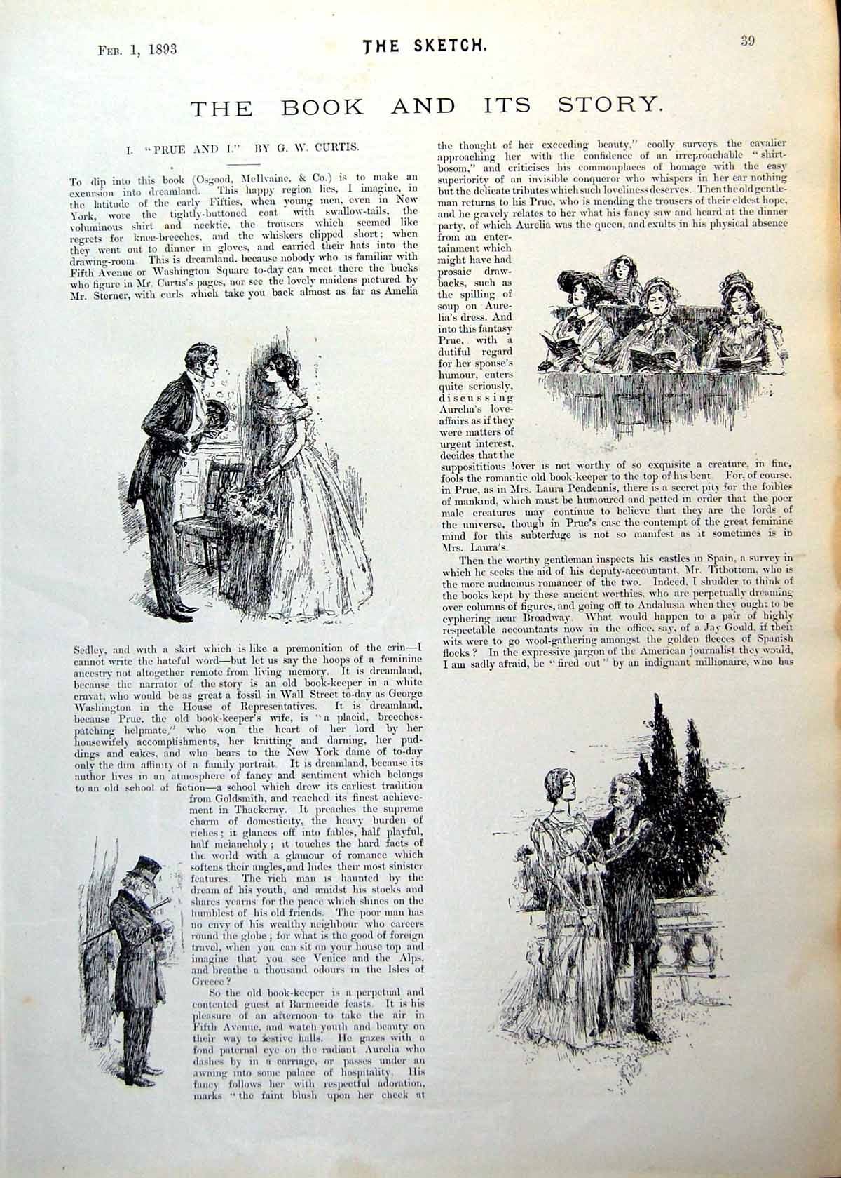 Old Story Illustrations Lady Gent Choir Painter Subject Sketches 1893 0 19th