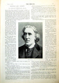 Old Antique Print Henry Irving Actor Portrait Photograph Interview 1893 19th