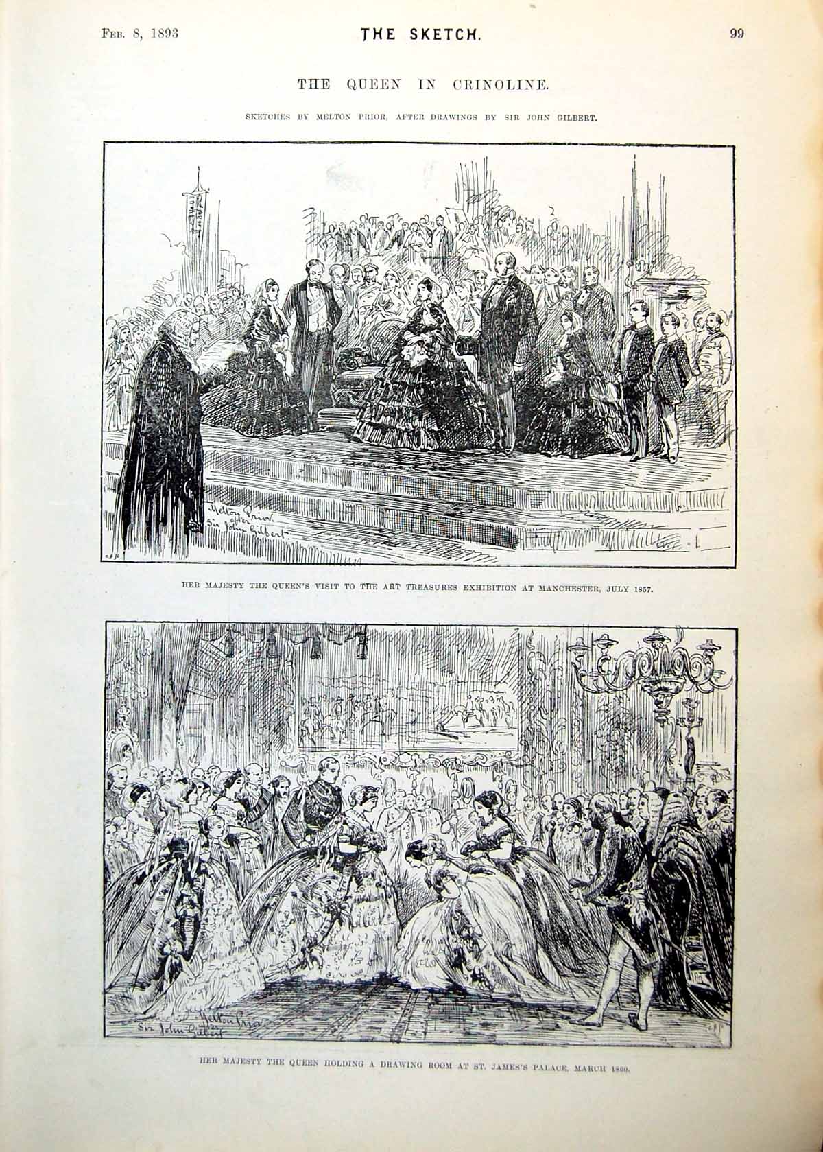 Antique Print Hm Queen Manchester Drawing Room St James Lady Dalkeith 1893 0
