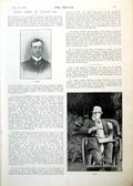Old Antique Print Cc Kerr Portrait Pavo Suffering Gout In Bathchair 1893 19th