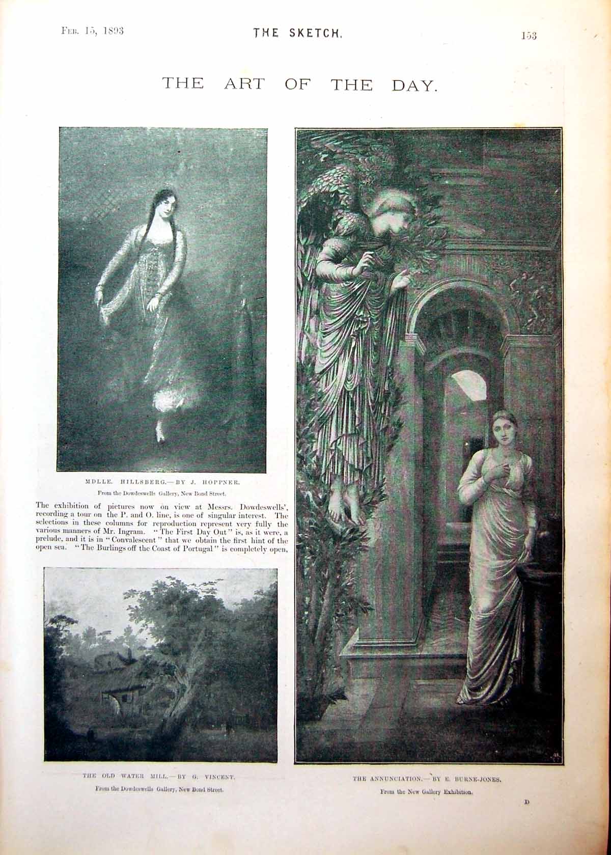 Antique Old Print Art Hoppner Vincent E Burne-Jones Tower Brass Child 1893