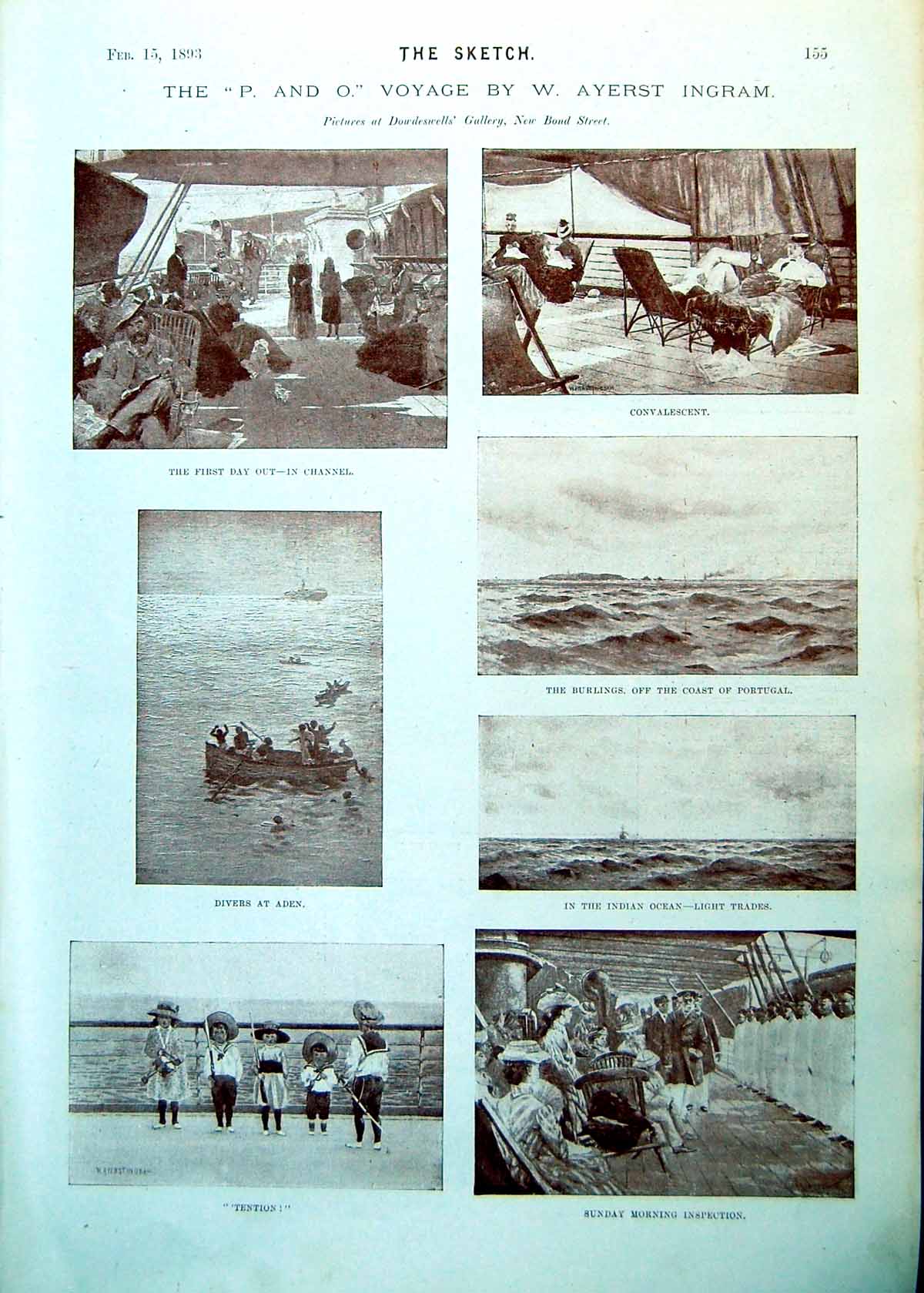 Old P And O Voyage Channel Divers Aden Art Hilder Cotman Boats 1893Victorian