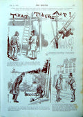 Antique Print Man Tumbles Ladder Tries Compensation Clown Cookies Dog 1893