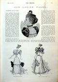 Old Antique Print Ladies Page Terry Toque Walking Costume Hats Cape 1893 19th