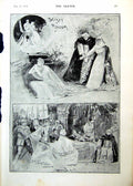 Antique Old Print Becket Lyceum Scenes Play Rosamund Protected Dagger 1893 19th