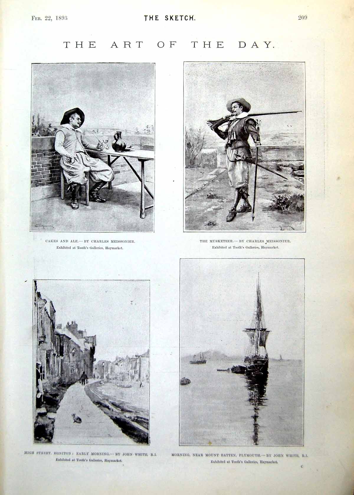 Old Art Meissonier Musketeer Ship J White Kneller Lady Stanfield 1893 19th