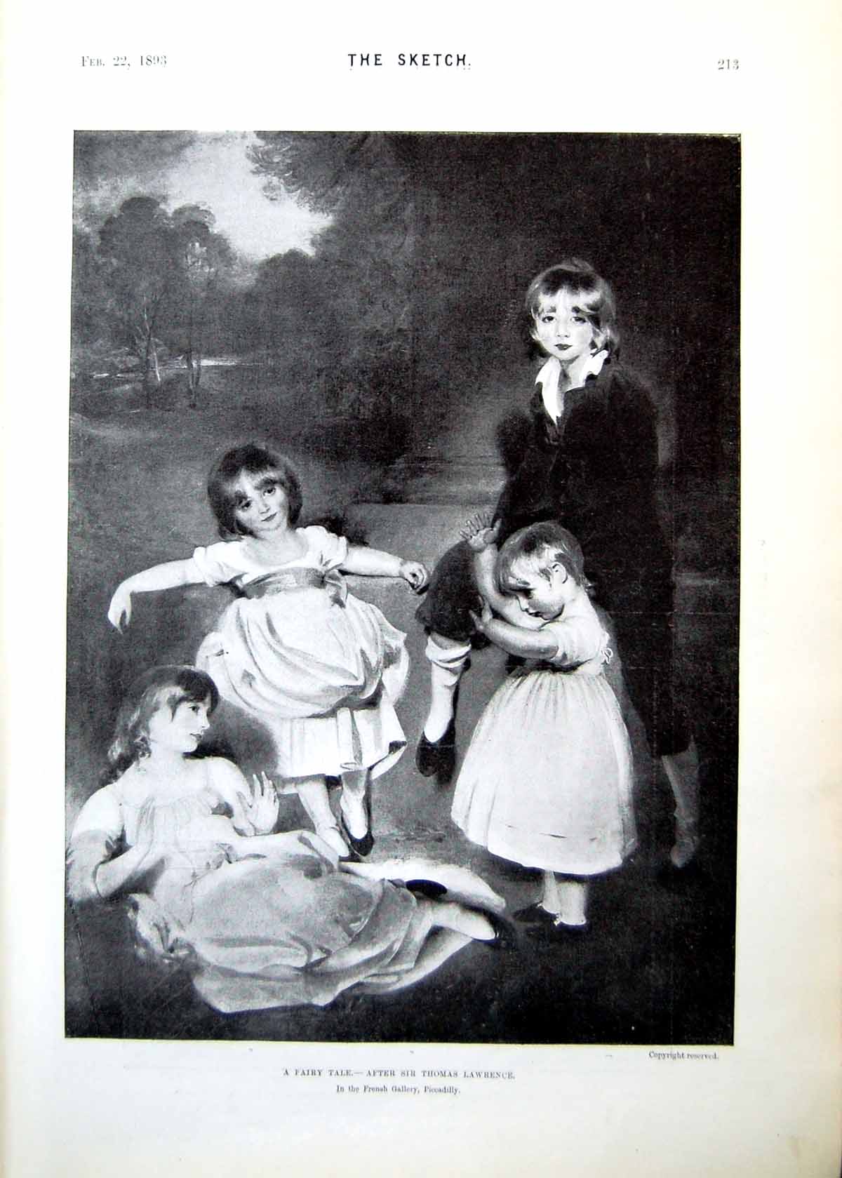 Old Print Children After Thomas Lawrence Ethel Wright Arthur Hacker 1893 19th