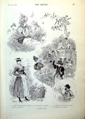 Antique Old Print Nice Carnival Scenes Flowers People Confetti Costumes 1893