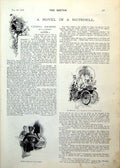 Antique Old Print Fateful Journey Sketches Horse Carriage Lady Gents 1893 19th