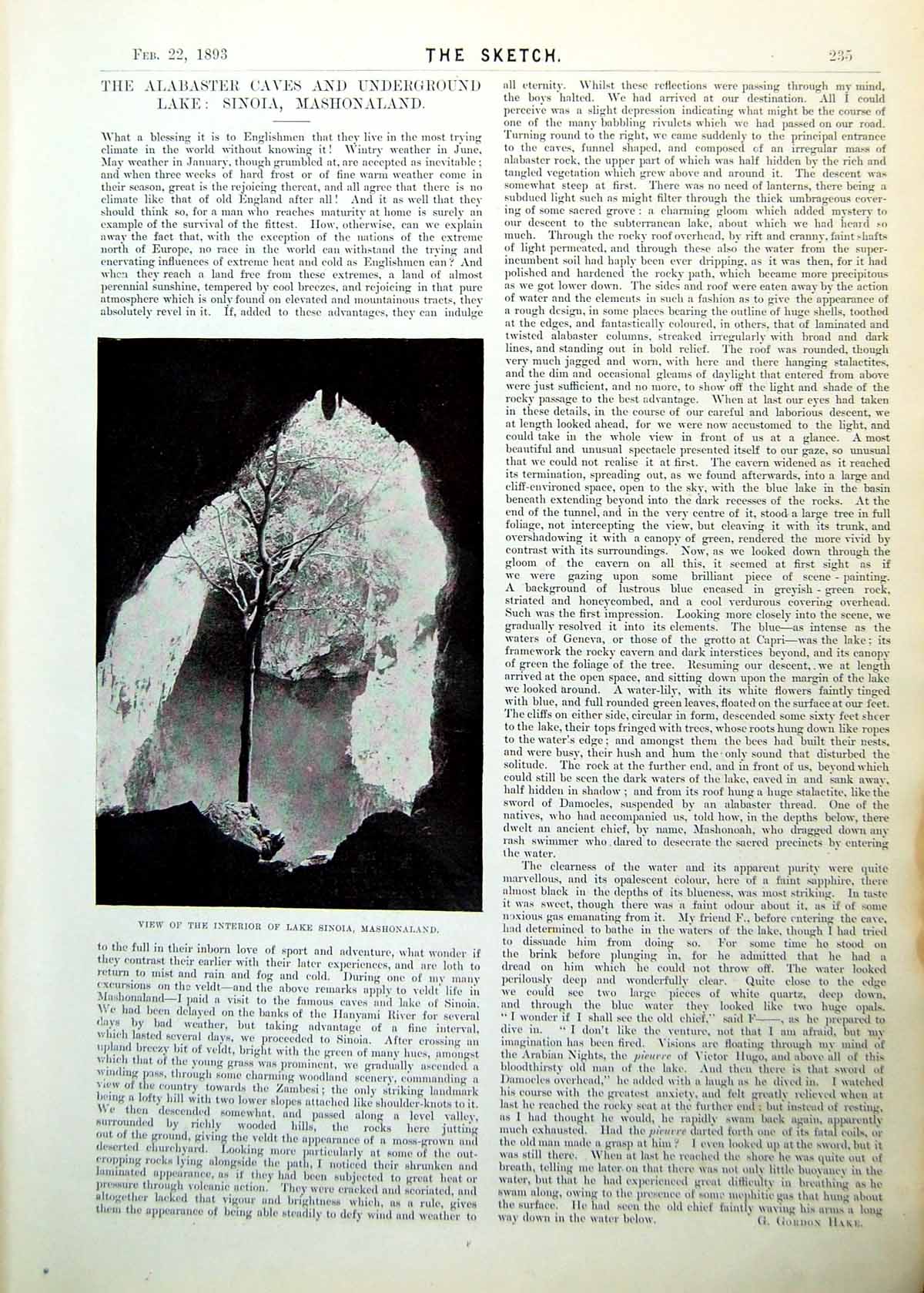 Old Interior Lake Sinoia Mashonaland Diary Salisbury Parliament 1893Victorian