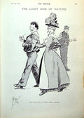 Antique Print Lass Walking Out With Sailor Ashore Problems Crinoline 1893 19th