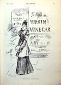 Old Print Virgin Vinegar Sour Faced Woman Irony Flight Play Terry'S 1893 19th