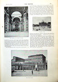 Antique Old Print St Peter'S Rome Interior Exterior Vatican Ladies Page 1893