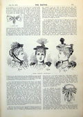 Antique Print Pretty Millinery Bow Bandeau Pansy Shoe Tea-Jacket Gown 1893