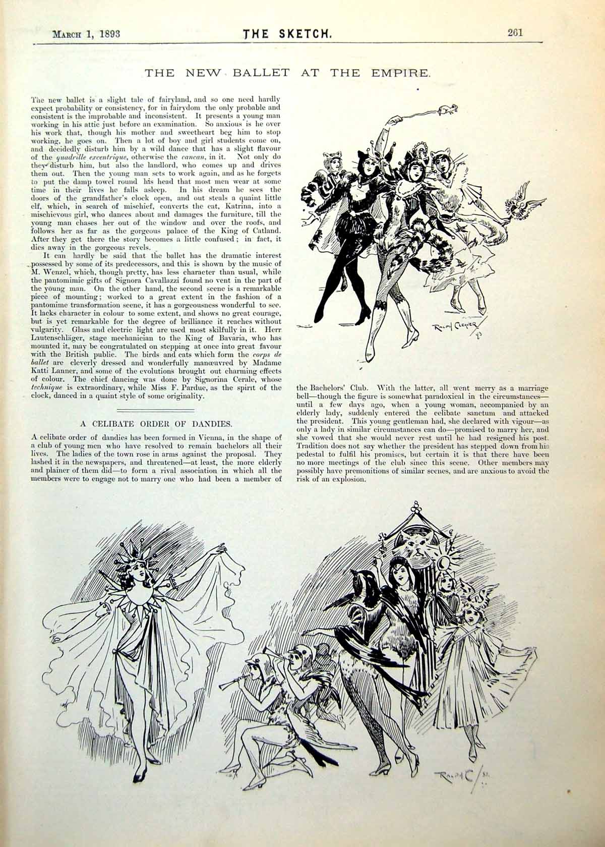 Antique Print Ballet Empire Birds Jules Ferry President French Senate 1893