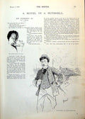 Antique Old Print Caretaker Man Train Race Seated Railway Carriage Lady 1893