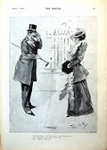 Antique Old Print Rab Drawing Lady Art Student Discussion Gent High Art 1893