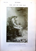 Old Print Undine Rudolph Lehmann Under Waves Kittens Basket Ronner 1893 19th